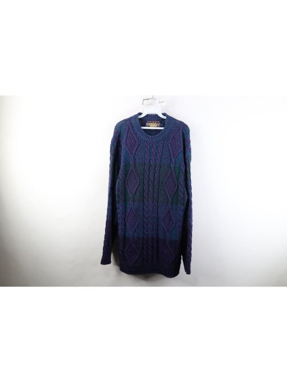 Vtg 90s Chaps Ralph Lauren Boy Scout Mens L Chunky Fisherman Cable Knit Sweater